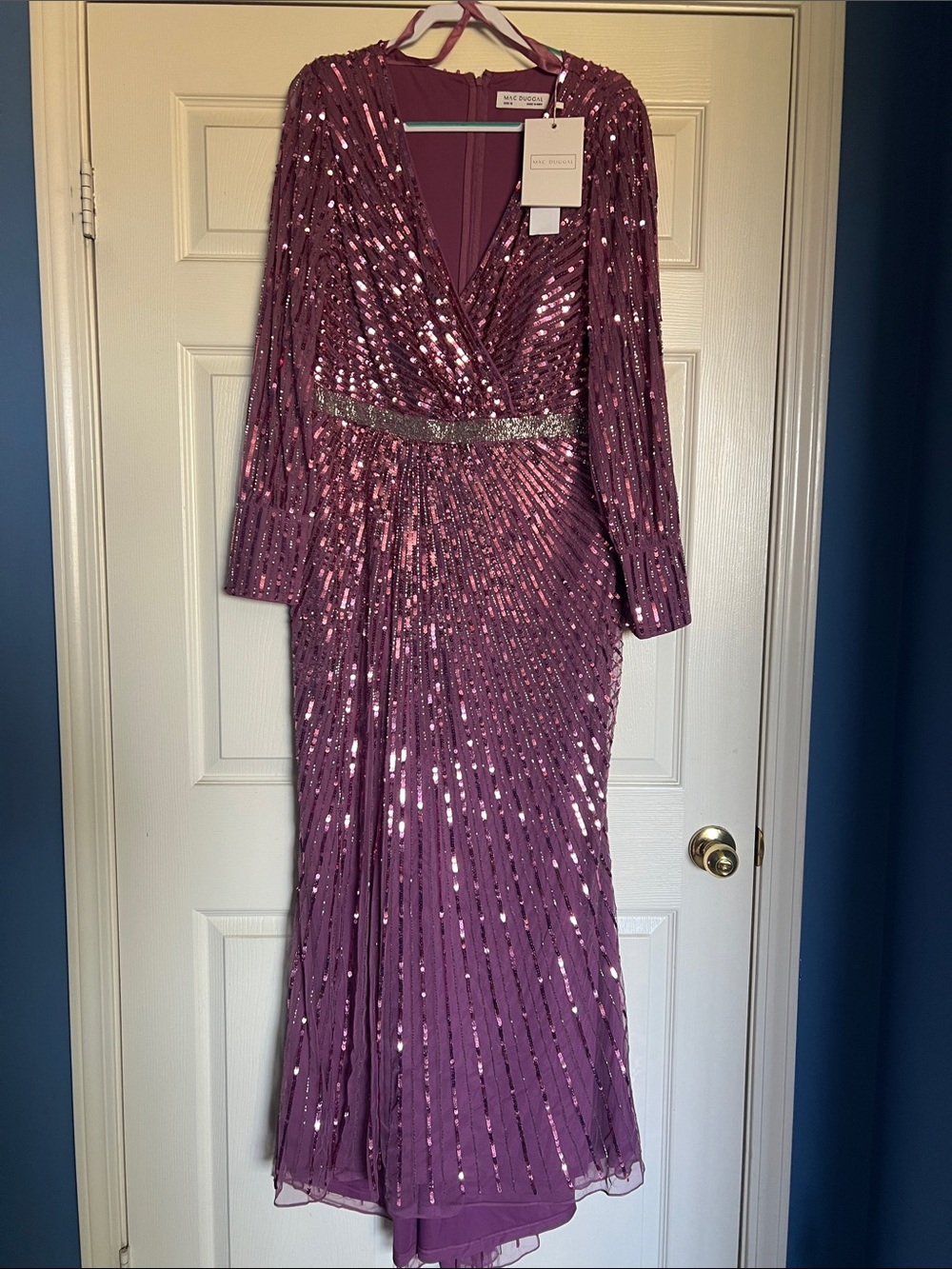 Sequin Mac Duggal Evening Dress in Raspberry